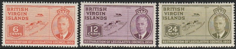 British Virgin Islands, #98-100  MH From 1951,  CV-$2.15,   short set