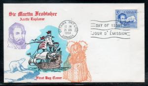 Canada #412 Frobisher FDC Overseas Mailer Cachet addr C501