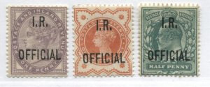 QV 1d & 1/2d & KEVII Inland Revenue Officials mint o.g. hinged