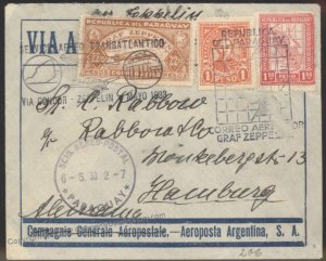 Paraguay 1933 Graf Zeppelin 1st SAF South America Flight Mi298C Germany C 106993