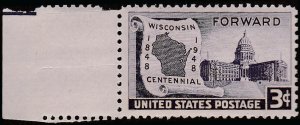 # 957 MINT NEVER HINGED ( MNH ) WISCONSIN STATEHOOD 100TH ANNIV.