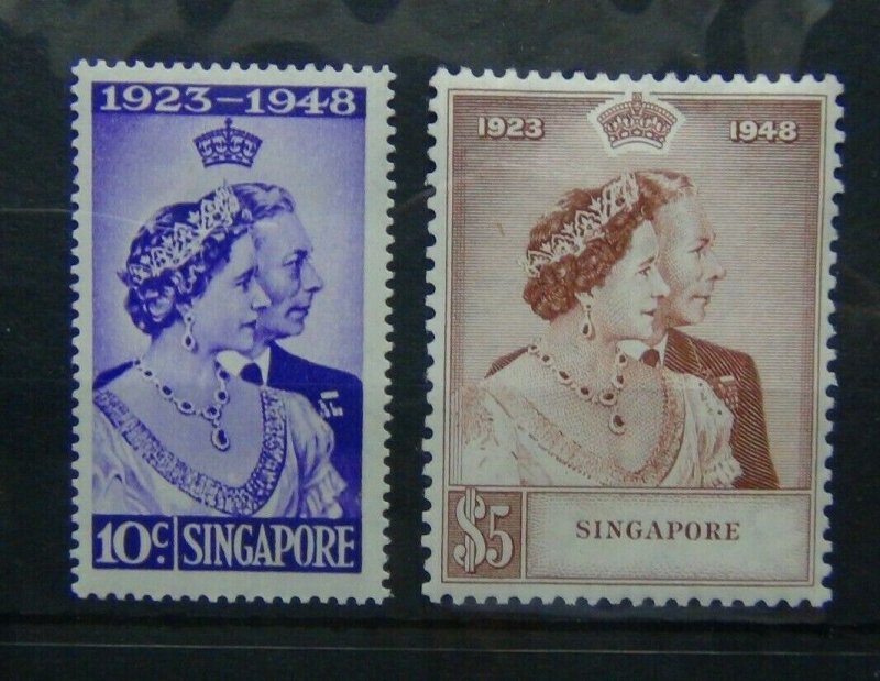 Singapore 1948 Royal Silver Wedding set MM (10c Tone spot)