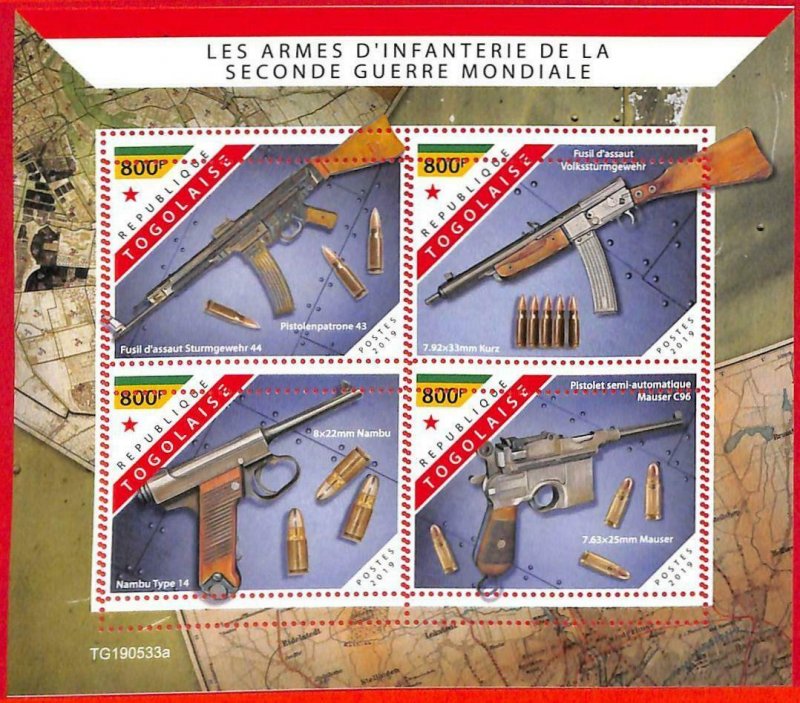 A3148 - TOGO, ERROR MISSPERF Miniature s: 2019 WW II, Weapons for Infantry, Guns