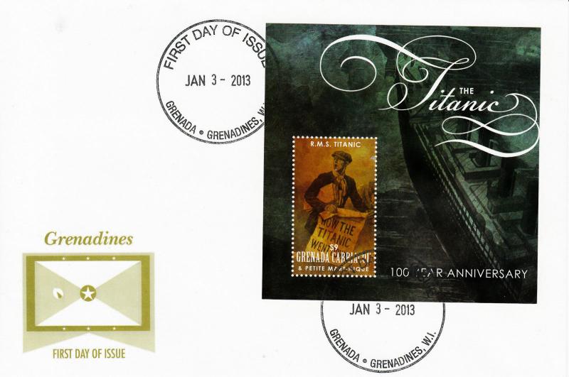 Grenada Grenadines 2012 FDC Titanic 1v S/S Cover Centenary Sinking Carriacou 