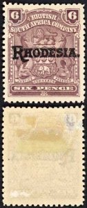 Rhodesia SG106c 6d Dull Purple opt RHODESIA M/M Cat 28 pounds