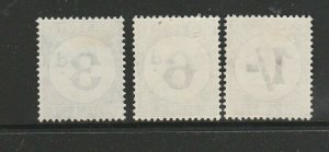 Gold Coast 1951/2 Postage dues, 3d, 6d & 1/- MM SG D6/8
