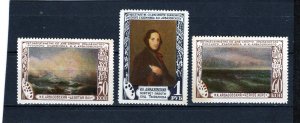 RUSSIA/USSR 1950 PAINTINGS BY AIVAZOVSKY SET OF 3 STAMPS MLH