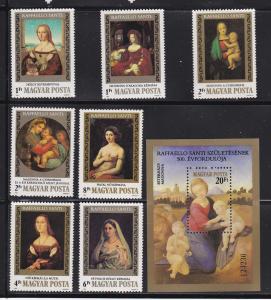 Hungary 2785-92 MNH 1983 Paintings w Souv.Sheet