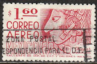 MEXICO C474, $1.60 1950 Defin 9th Issue Unwmk Fosf Glazed. USED. F-VF. (1457)