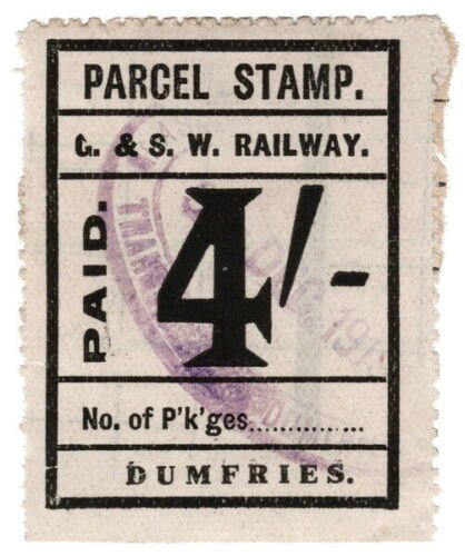 (I.B) Glasgow & South Western Railway : Parcel Stamp 4/- (Dumfries) 