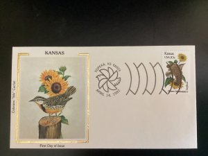US Scott #1968 Kansas FDC unaddressed Colorano Silk Western Meadowlark Sunflower