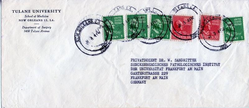 U.S. Scott 815 (2) & 804 (4) On 1956 Cover to Germany from Tulane University