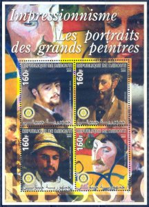 Djibouti 2005 Art Paintings Renoir E. Manet P. Cezanne Rotary Club Sheet MNH