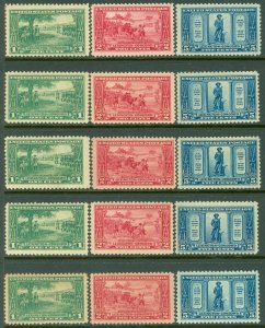 EDW1949SELL : USA 1925 Scott #617-19. 5 sets. F-VF, Mint OG LH. Catalog $97.50.