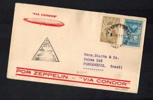 1934 Buenos Aires Argentina LZ 127 Graf Zeppelin Cover to Pernambuco Brazil