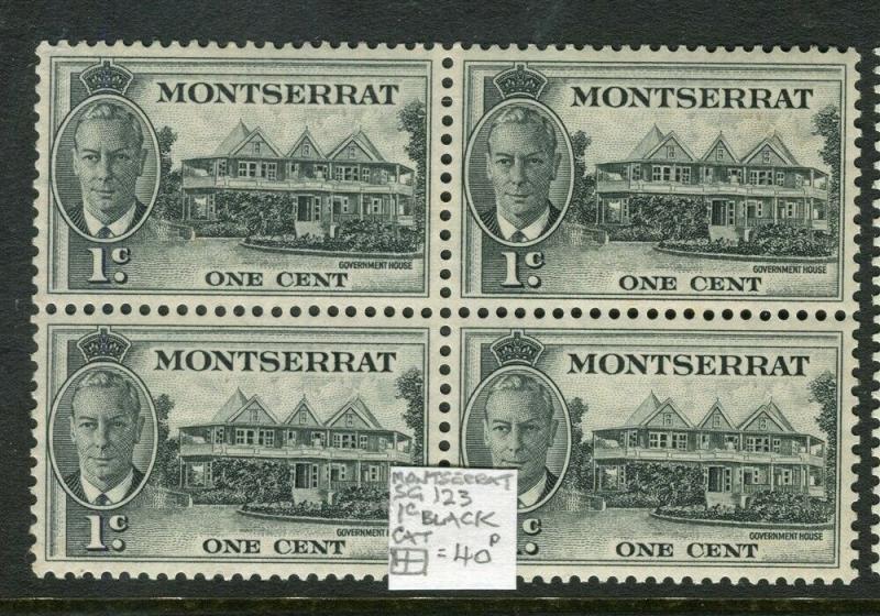 MONTSERRAT; 1950s early GVI issue fine Mint MNH 1c. Block of 4