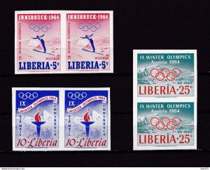 Liberia 1963 Olympic Games Innsbruck Imperf Pairs MNH 15996