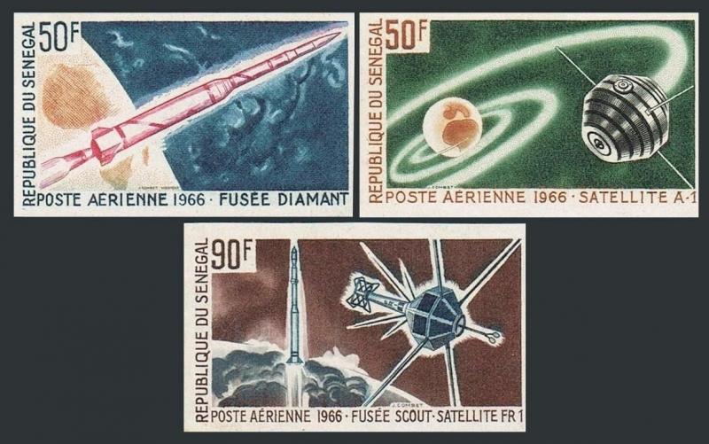 Senegal C43-C45 imperf,MNH.Michel 324B-346B. France-Space,1966.A-1,Diamant,FR-1.