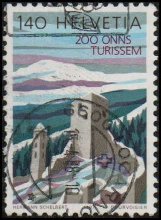 Switzerland 816 - Used - 140c Jorgenberg Castle Ruins (1987) (cv $1.75)