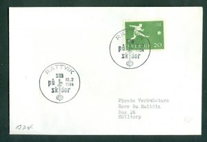 Sweden.  Cover 1964. Cancel: SM. Skiing Rattvik. Soccer VM. 20 Ore Sc.# 525