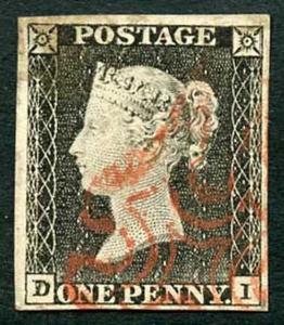 Penny Black (DI) Plate 1a Fine Four Margins