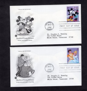 4025-4028 Art of Disney, set/4 FDC PCS addressed