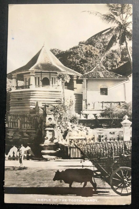 1950 Colombo Ceylon RPPC Postcard Cover To England Temple Of The Tooth Kandy