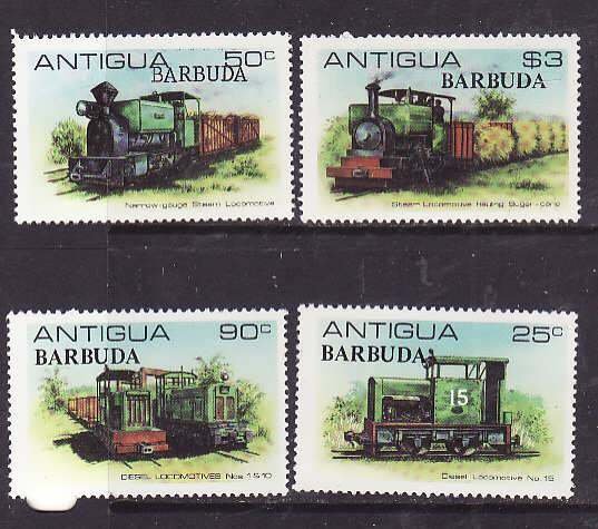 Barbuda-Sc.#469-72-Unused NH set-id3-Trains-Locomotives-1981-