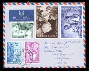 1960 Belgium Multi-stamp Air Mail Cover from Anvers,  Belgium to San Diego