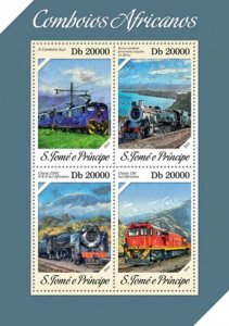 St Thomas 2013 Rail Trains of Africa  Stamp S/S ST13607a