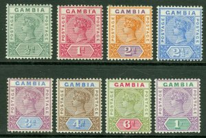 SG 37-44 Gambia 1898-1902 set of 8 values. ½d to 1/-. Fine mounted mint CAT £130