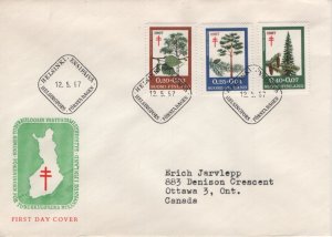 Finland 1967 FDC Sc B179-B181 Birch, pine, spruce tree Anti-Tuberculosis Society