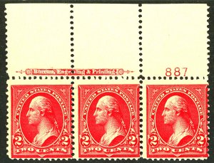 U.S. #279Bg MINT PL# STRIP OG NH