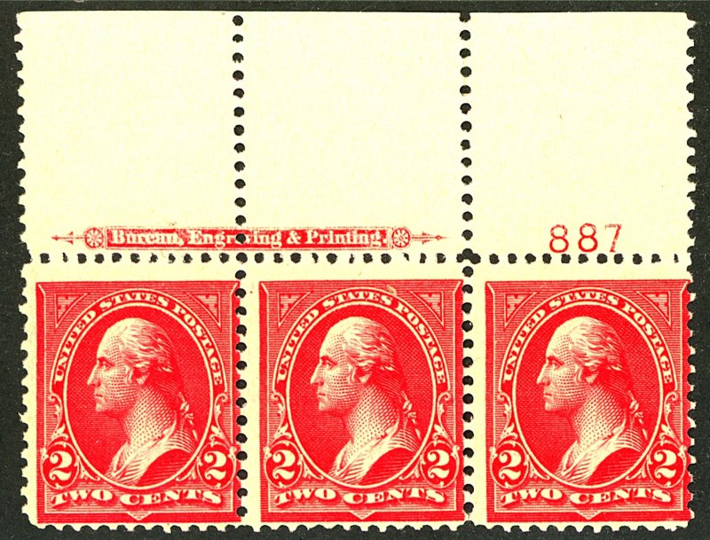 U.S. #279Bg MINT PL# STRIP OG NH
