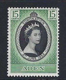 Aden Sc #47: Coronation of Queen Elizabeth II,  15c 1953 MLH