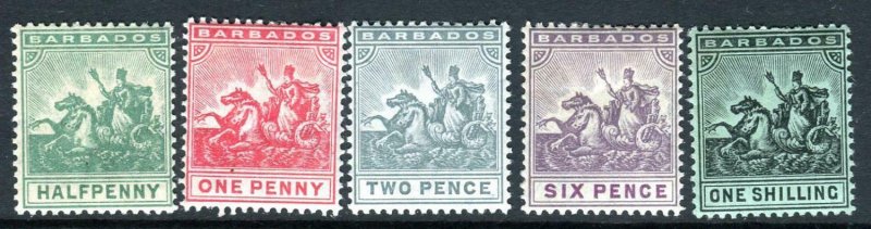 BARBADOS-1909-10  A mounted mint set to 1/- Sg 163-169