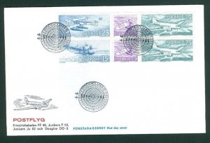 Sweden  Fdc 1972 Cachet.Postal Aircraft. FF49 - Junkers - DC-3. Engrav. Franzen.