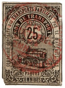 (I.B) France Local Post : Paris Omnibus Paquet 25c