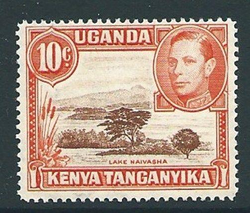 KENYA, UGANDA & TANGANYIKA SG134b 1941 10c RED-BROWN & ORANGE p14 MTD MINT