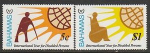 1981 Bahamas - Sc 484-5 - MNH VF - 2 single - International Year of the Disabled