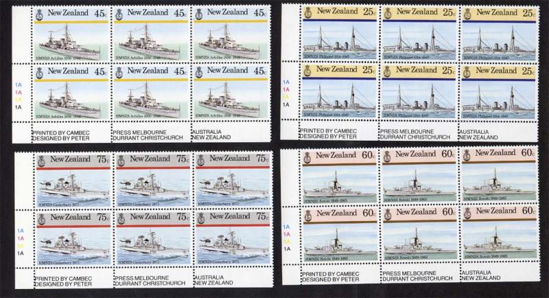 New Zealand 1985 set Naval Plate Block MNH #b524