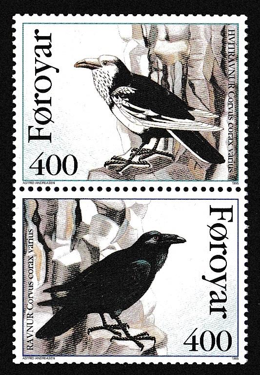 Faroe Is. Birds Ravens 2v pair from booklet SG#277-278 MI#283-284 SC#287-288