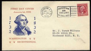 United States First Day Covers #707-79, 1932 2c Washington, J. Henry Wilkins ...