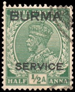 Burma O2 - Used - 1/2a George V, (ovpt) (1937)