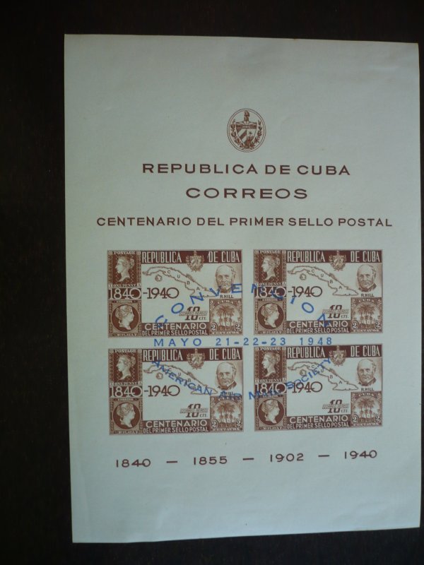 Stamps - Cuba-Scott# C38 &C39 Used & Mint Hinged Airmail Stamps on Menu/S Sheet
