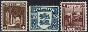 CYPRUS 1928 50TH ANNIVERSARY 4PI 6PI AND 9PI