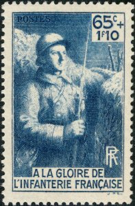 FRANCE - 1938 65c+1fr10 French Infantry - Yv.387 / Sc.B72 - MH