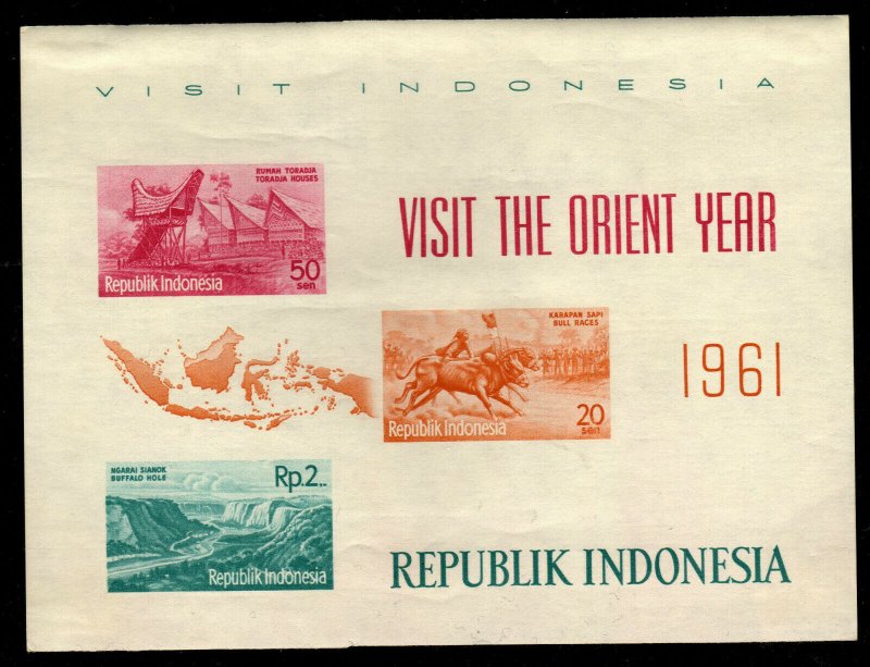 Indonesia - Set of 4 Mint Souvenir Sheets 1961 (Tourism)