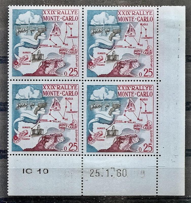 Monaco  460 MNH 1960 Monte Carlo Rally P# Block