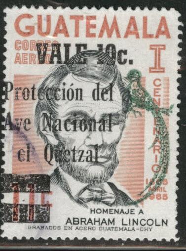 Guatemala  Scott C554 used Lincoln overprint 1974